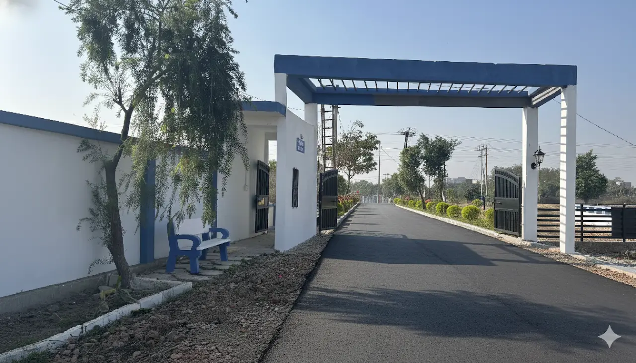 Blossom Villa gate and internal road