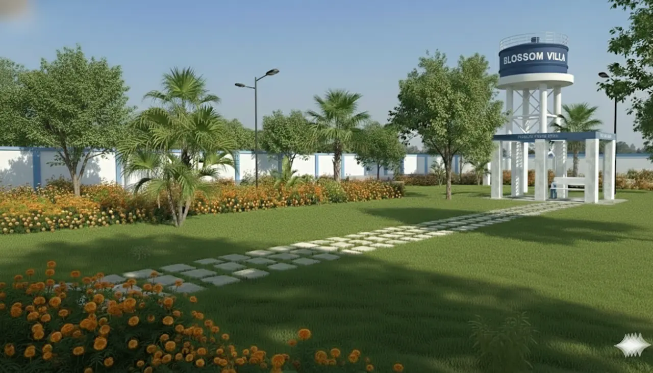 Planned landscaped park at Blossom Villa